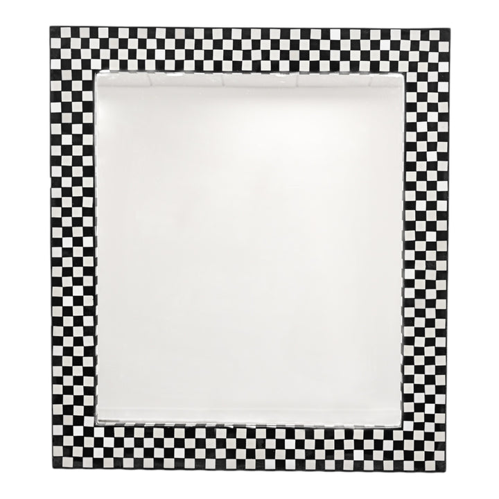 Black & White Checkered Bone Inlay Rectangular Wall Mirror