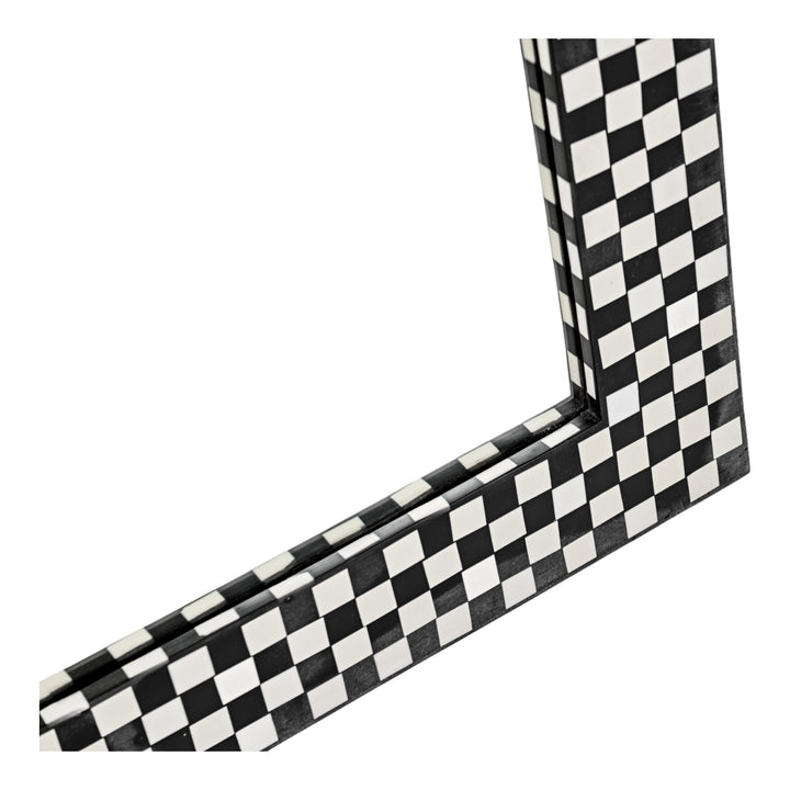 Black & White Checkered Bone Inlay Rectangular Wall Mirror