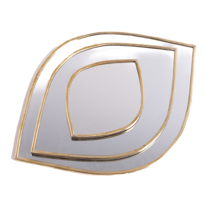 Handmade Moroccan Eye-Shaped Layered Mirror Set - Modern Gold and Silver Wall Décor