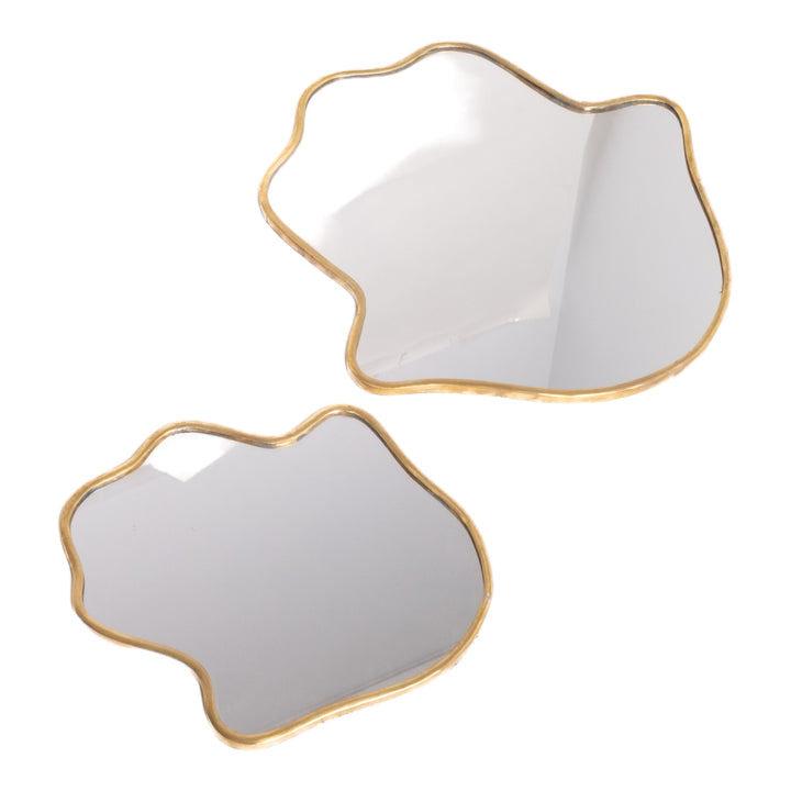 Handmade Moroccan Hamsa Hand Mirror Set - Modern Gold Accent Wall Décor, Unique Handmade Moroccan Hamsa Hand Mirrors - Artistic Home Accent