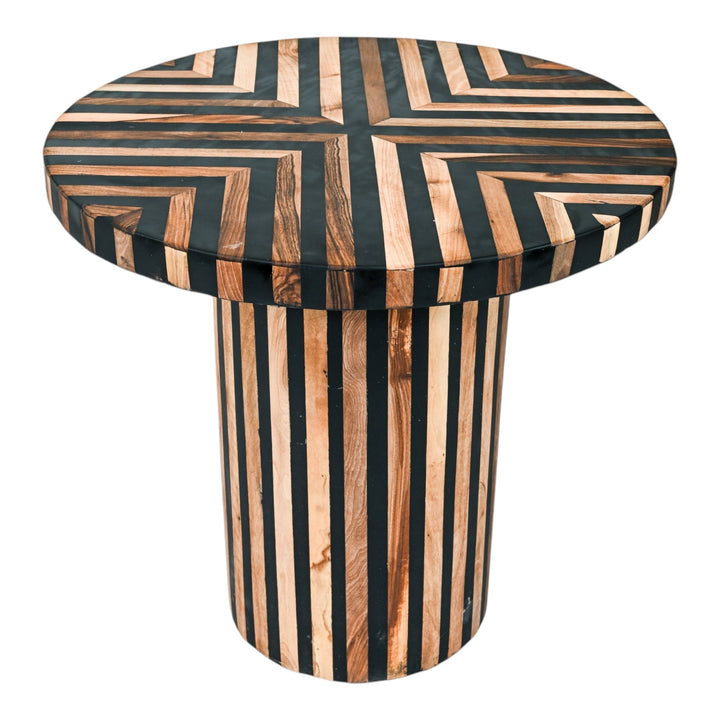 Handmade Moroccan Striped Coffee Table - Modern Wooden Accent Furniture