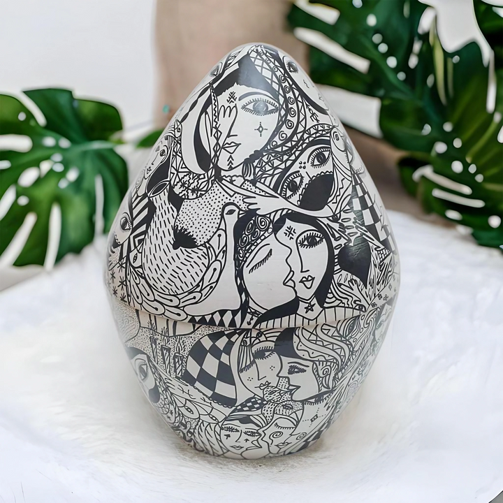 Decorative large Moroccan ceramic candle, abstract design, home decor, statement piece