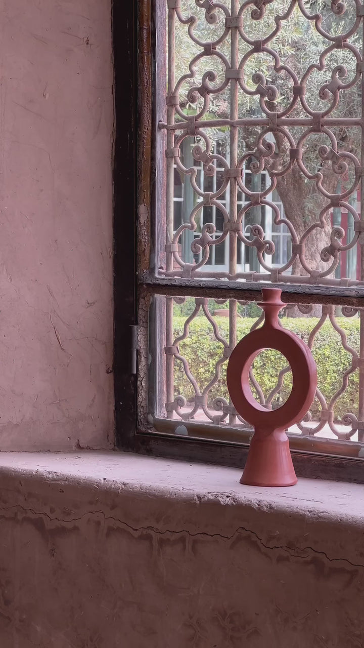 Full Moon Design Terracotta Candle Holder