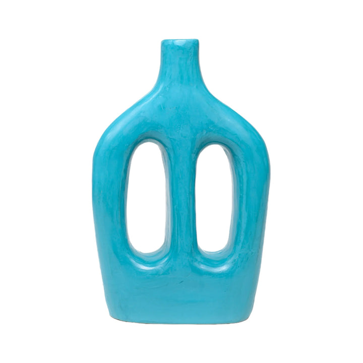 Handmade Moroccan Turquoise Ceramic Vase Sculpture - Modern Home Décor