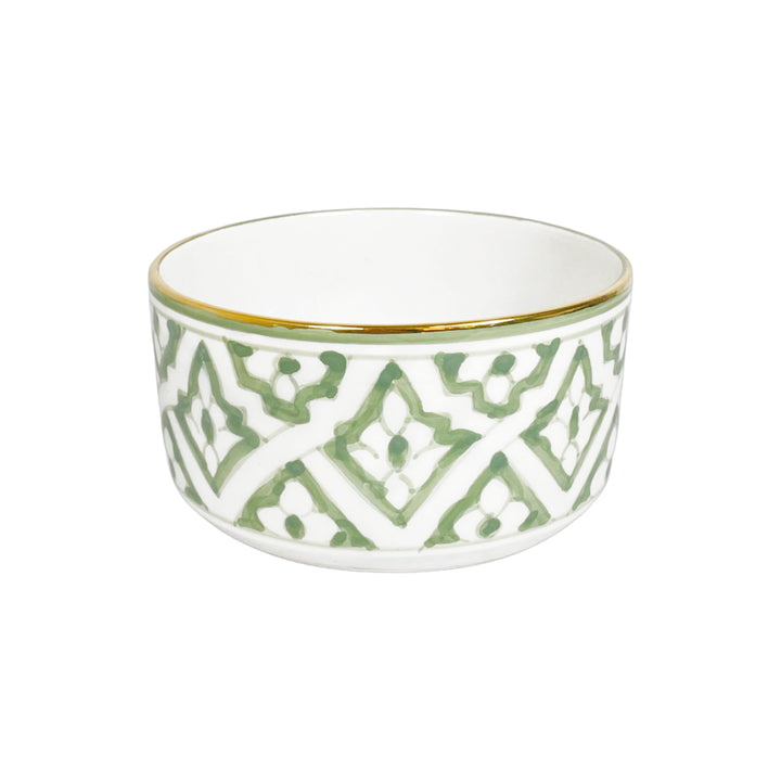 Handmade Moroccan Ceramic Small Bowl - Green Pattern, Unique Tableware, Moroccan Serveware