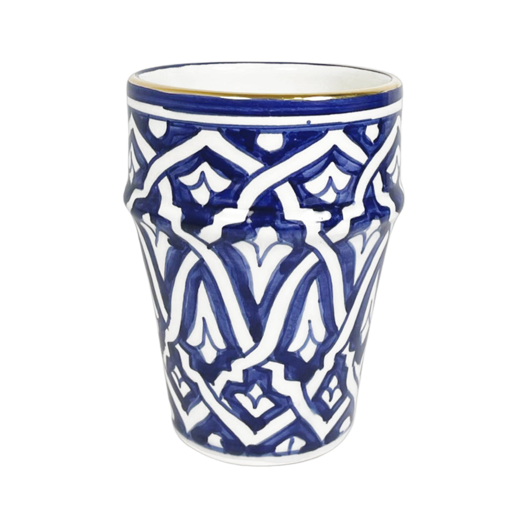 Handpainted Blue and White Ceramic Cup, Moroccan Coffee Cup, Ceramic Drinkware
