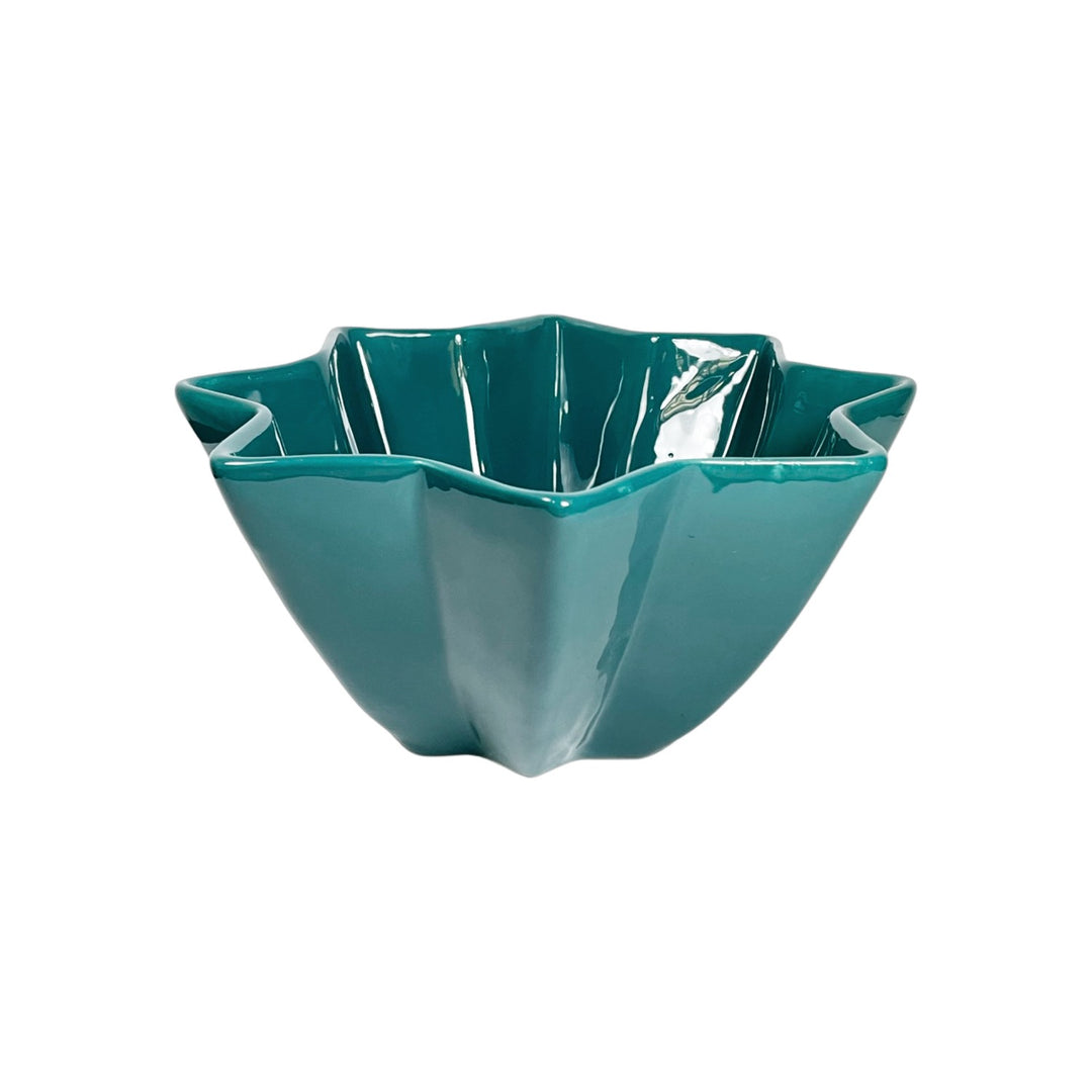 Star-Shaped Teal Salad Bowl, Handcrafted Ceramic Serveware