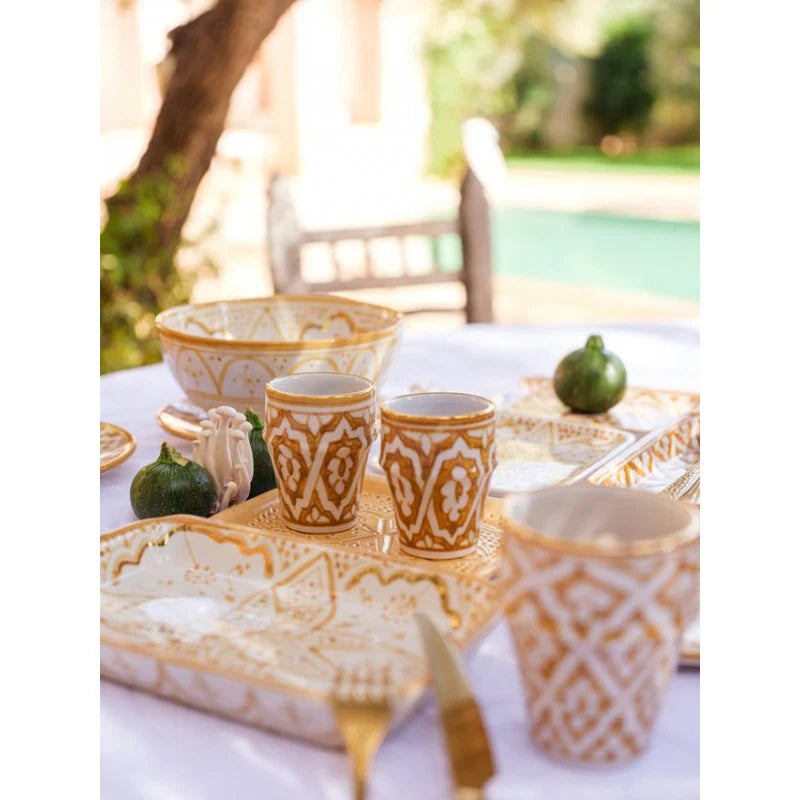 Moroccan Ceramic Tumbler – Hand-Painted with Gold Rim