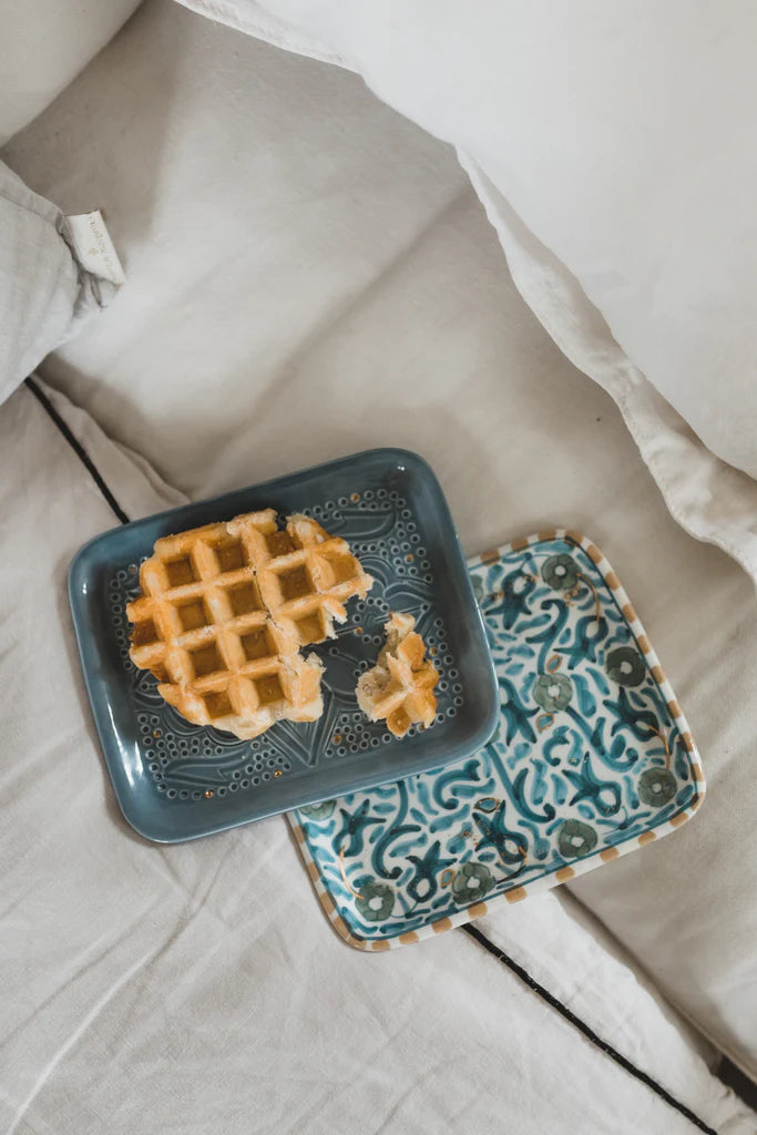 Handmade Ceramic Rectangular Tray Floral Pattern