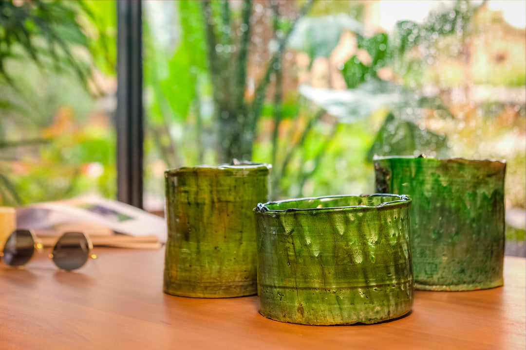Moroccan Tamegroute Scented Candle – Ceramic Candle with Unique Green Glaze