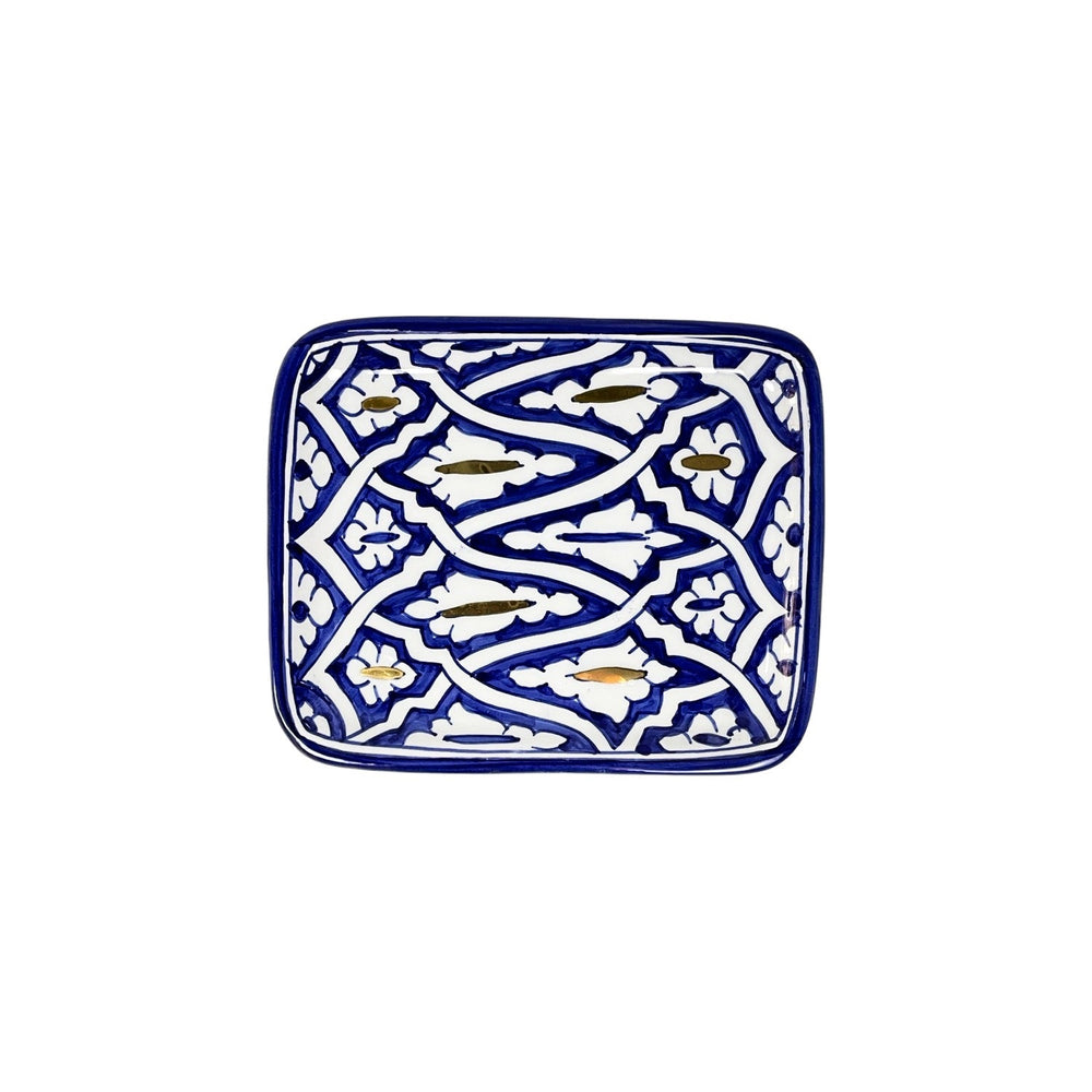 Handmade Moroccan Ceramic Small Tray - Majorelle Blue Pattern, Unique Serveware, Moroccan Tableware