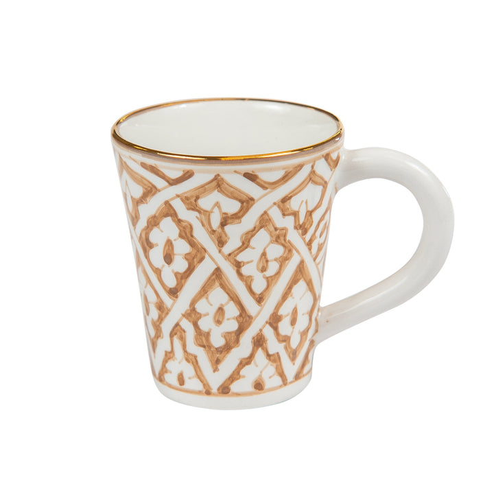 Handmade Moroccan Ceramic Mug – Hand-Painted Coffee Mug with Gold Rim