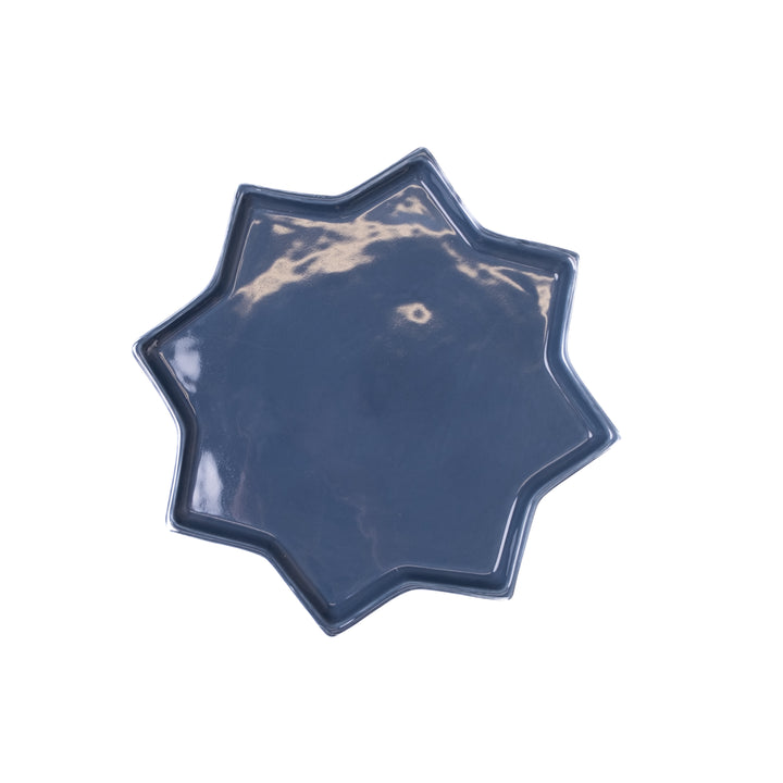 Star-Shaped Ceramic Plate - Blue Ceramic Dining Plate