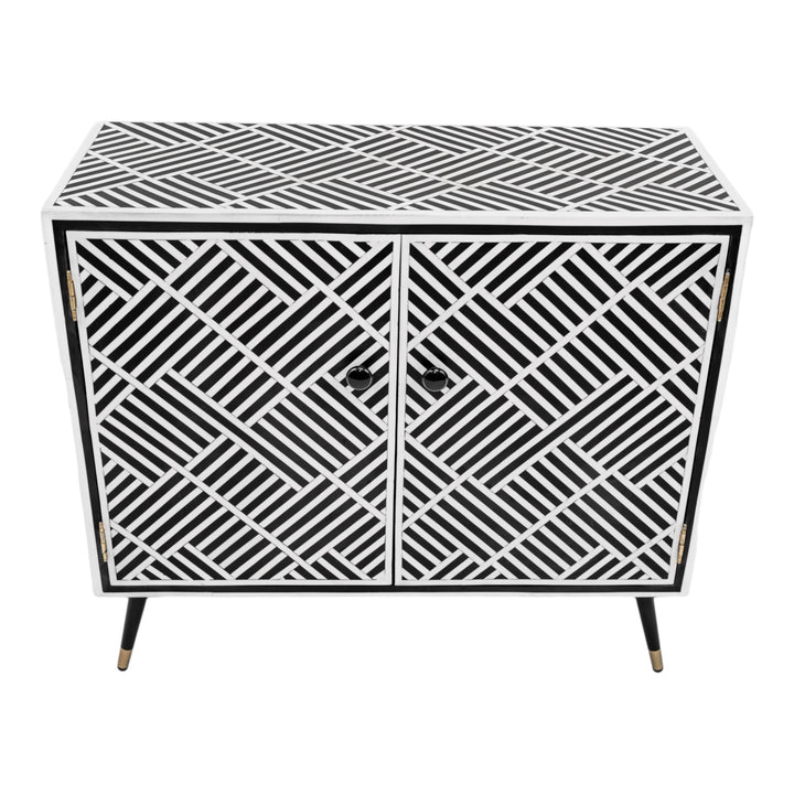 Black & White Striped Inlay Cabinet