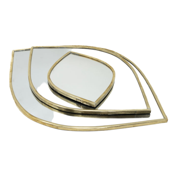 Unique Moroccan Eye-Shaped Layered Mirror Set - Gold and Silver Wall Décor