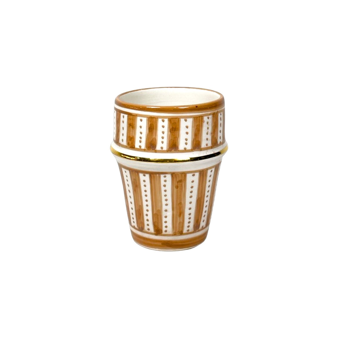 Moroccan Ceramic Tumbler – Striped Hand-Painted with Gold Accent