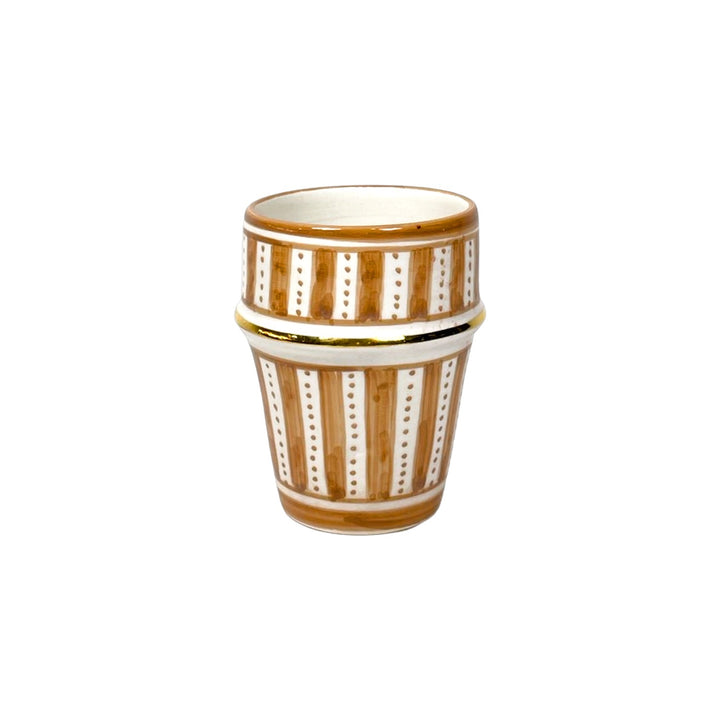 Moroccan Ceramic Tumbler – Striped Hand-Painted with Gold Accent