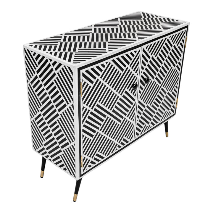 Black & White Striped Inlay Cabinet