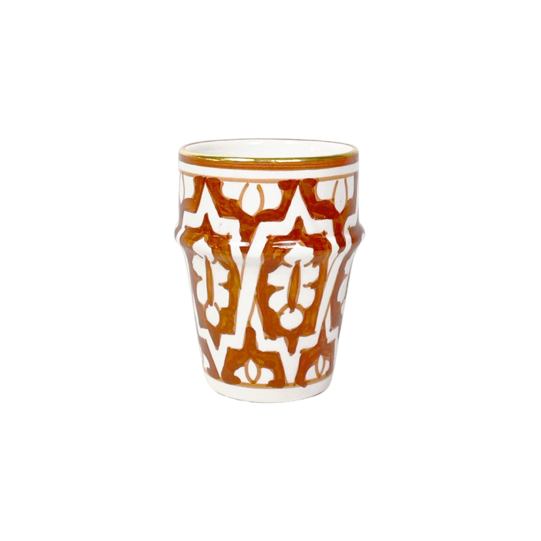 Moroccan Ceramic Tumbler – Hand-Painted with Gold Rim