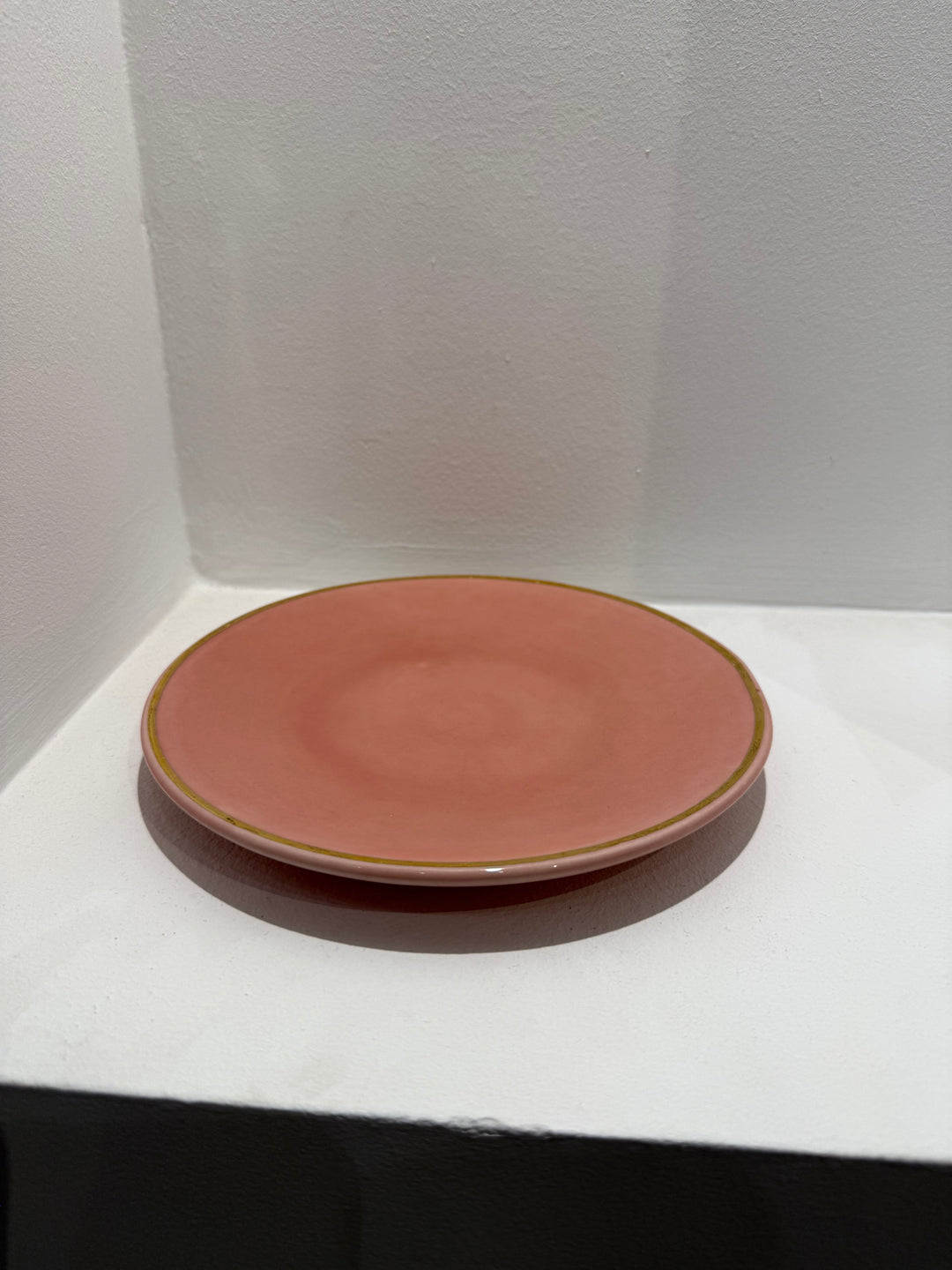 Handmade Pink Moroccan Ceramic Dinner Plate – Gold Rim Detailing