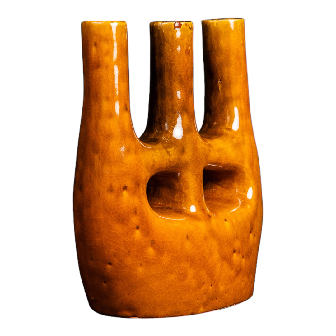 Unique orange ceramic vase, modern home decor