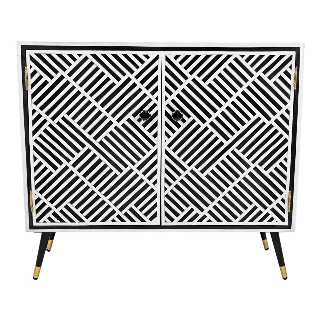 Black & White Striped Inlay Cabinet