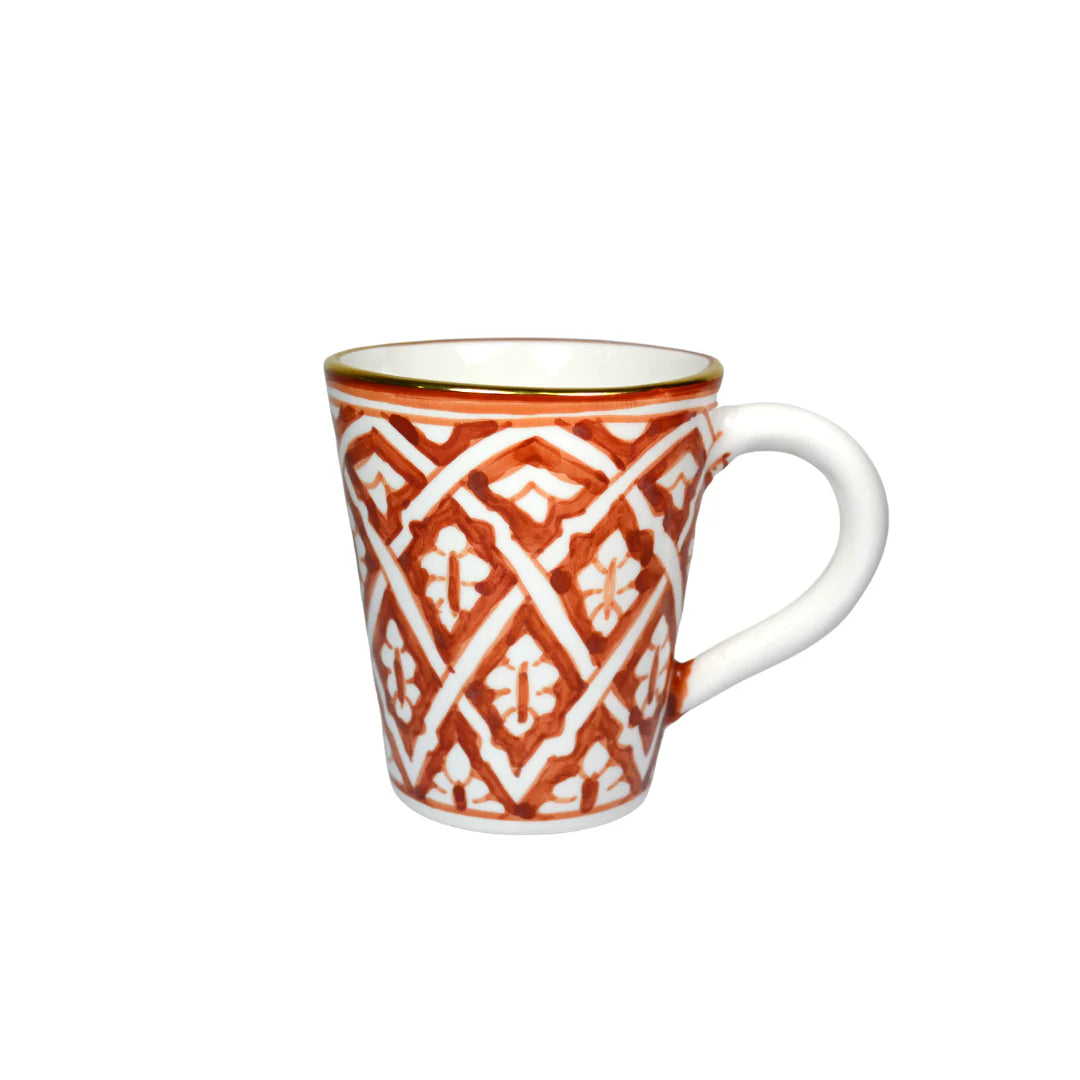 Moroccan Ceramic Mug – Handmade & Gold-Accented