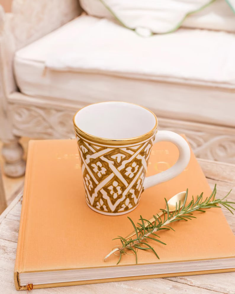 Moroccan Hand-Painted Ceramic Coffee Mug