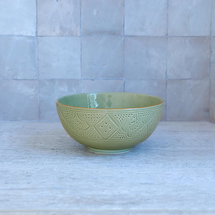 Handcrafted Green Ceramic Salad Bowl