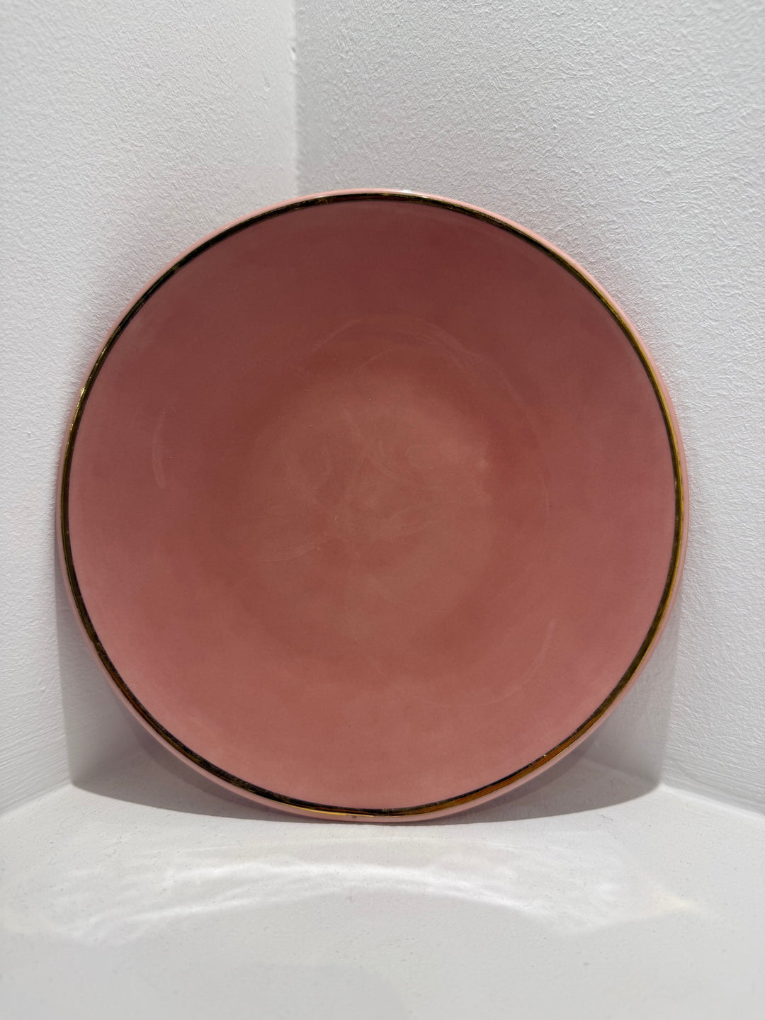 Handmade Pink Moroccan Ceramic Dinner Plate – Gold Rim Detailing