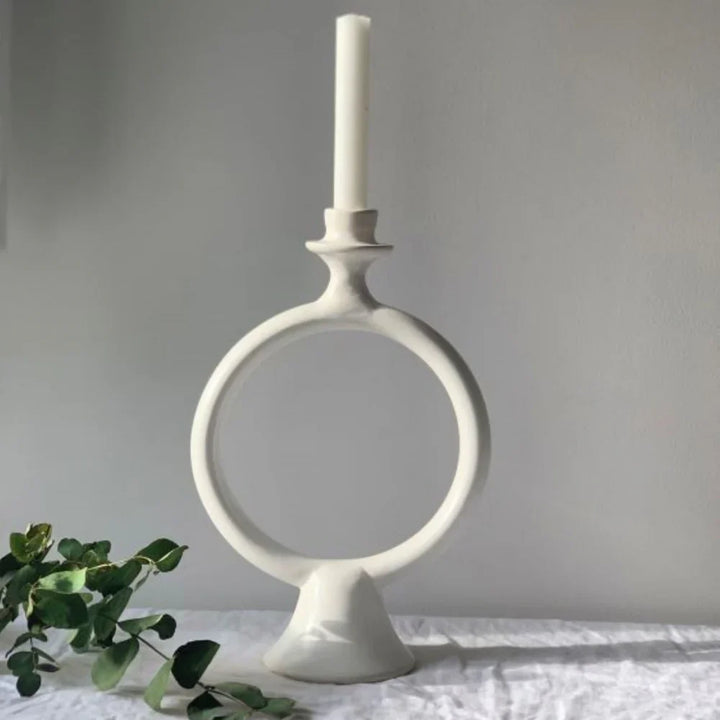 Handmade Moroccan Tadelakt Candle Holder – Modern Sculptural Design