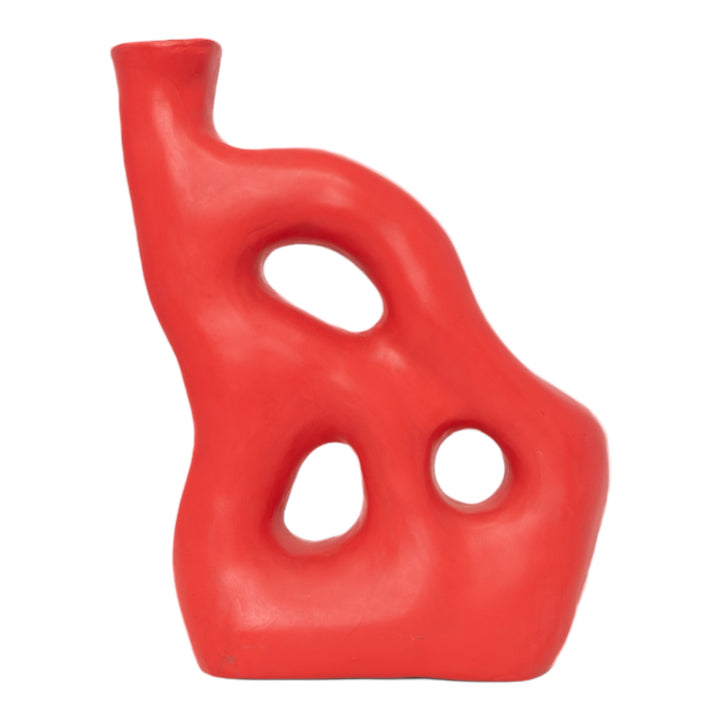 Red Abstract Ceramic Vase - Unique Home Decor, Contemporary Red Ceramic Vase, Artistic Design