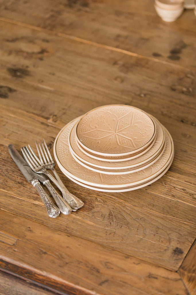 Handcrafted Beige Ceramic Dinner Plate