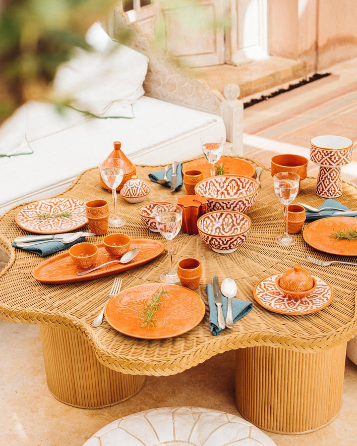 Handmade Moroccan Ceramic Plate – Orange Dinner Plate or Dessert Dish