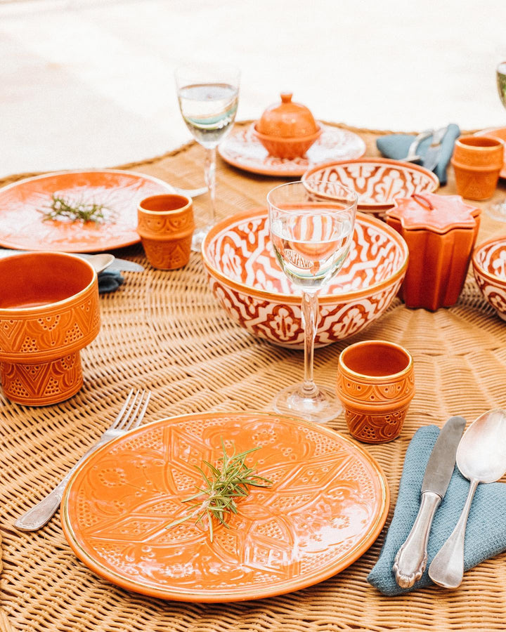 Handmade Moroccan Ceramic Plate – Orange Dinner Plate or Dessert Dish