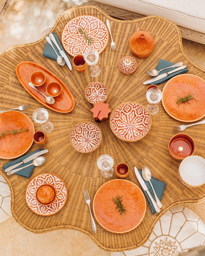 Handmade Moroccan Ceramic Plate – Orange Dinner Plate or Dessert Dish