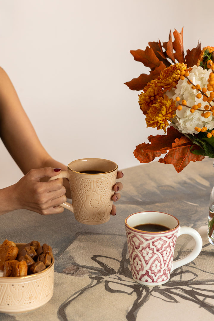 Handmade Moroccan Ceramic Mug – Hand-Painted Coffee Mug with Gold Rim