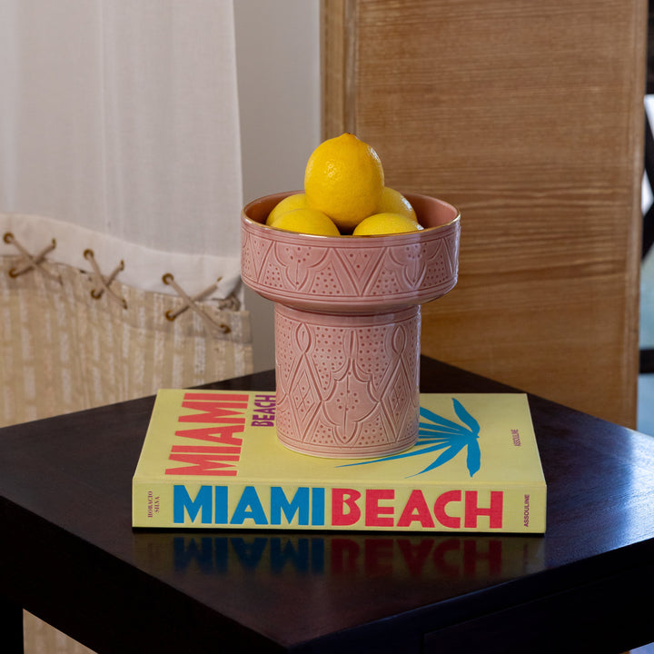 Footed Moroccan Fruit Bowl – Ceramic Centerpiece