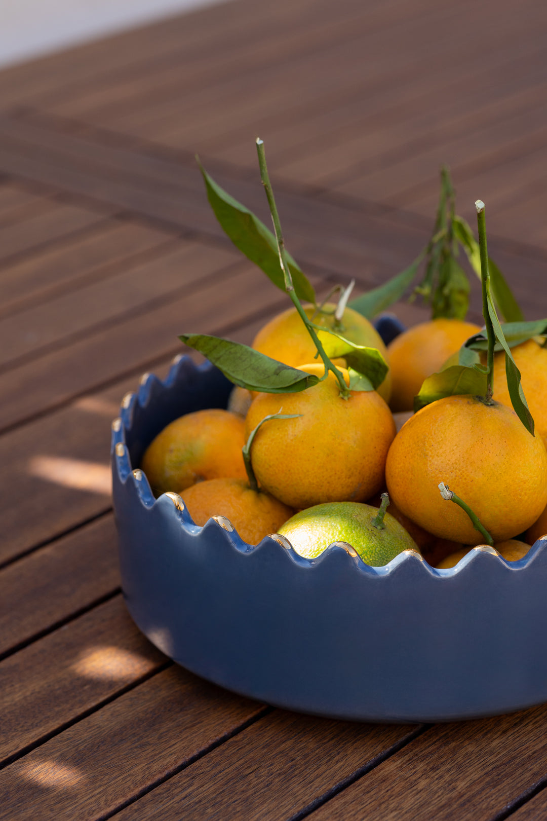 Stoneware Scalloped Edge Bowl - Blue