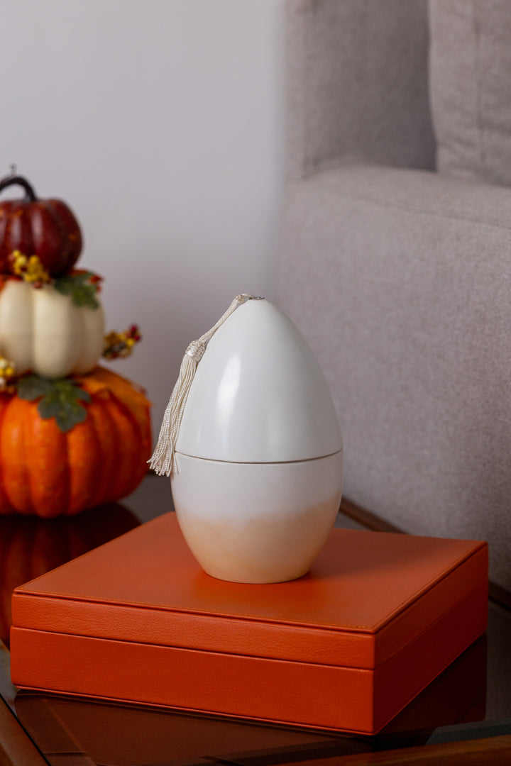 White Moroccan Egg-Shaped Scented Candle