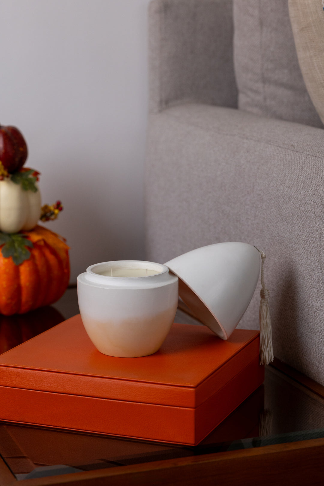 White Moroccan Egg-Shaped Scented Candle