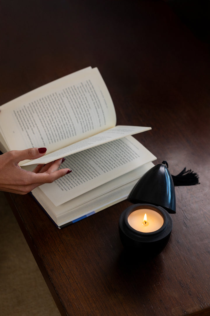 Black Moroccan Egg-Shaped Container Candle