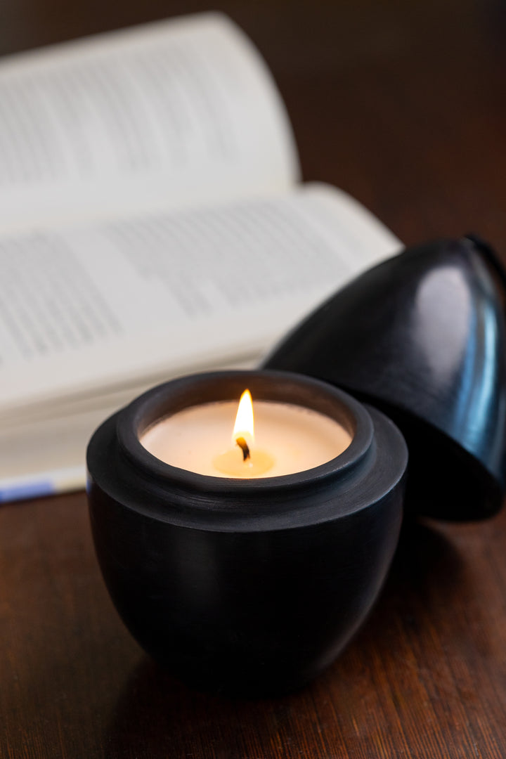 Moroccan Scented Egg Candle – Tadelakt Candle with Tassel (Multiple Sizes + Scents)