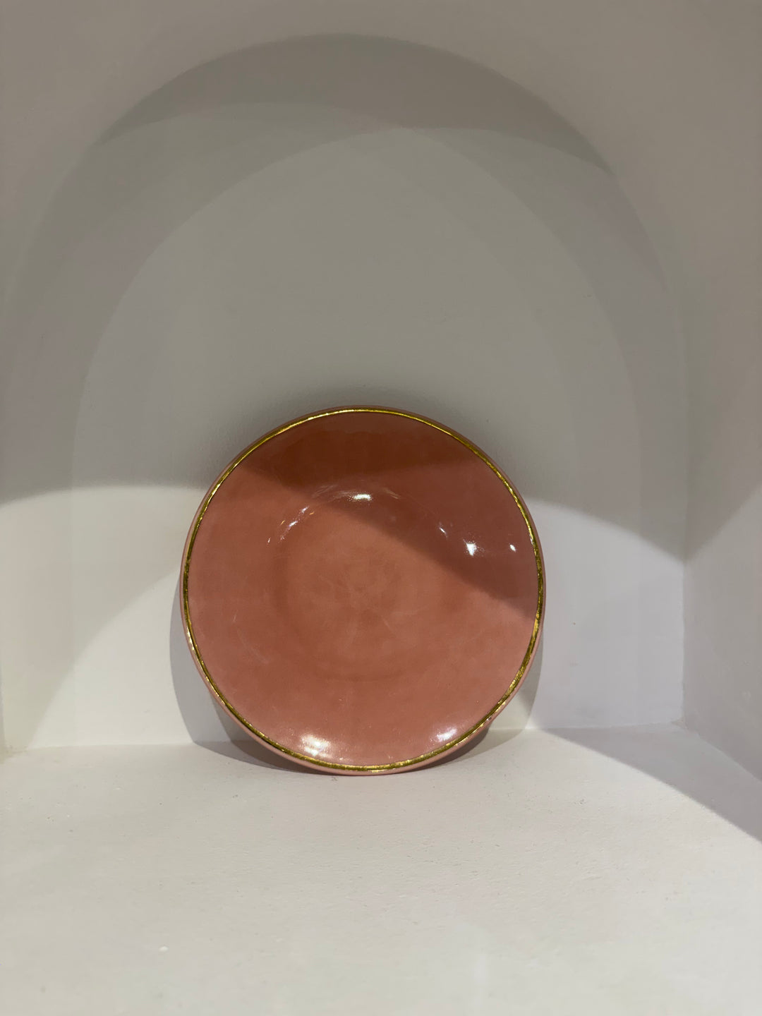 Handmade Pink Moroccan Ceramic Dinner Plate – Gold Rim Detailing