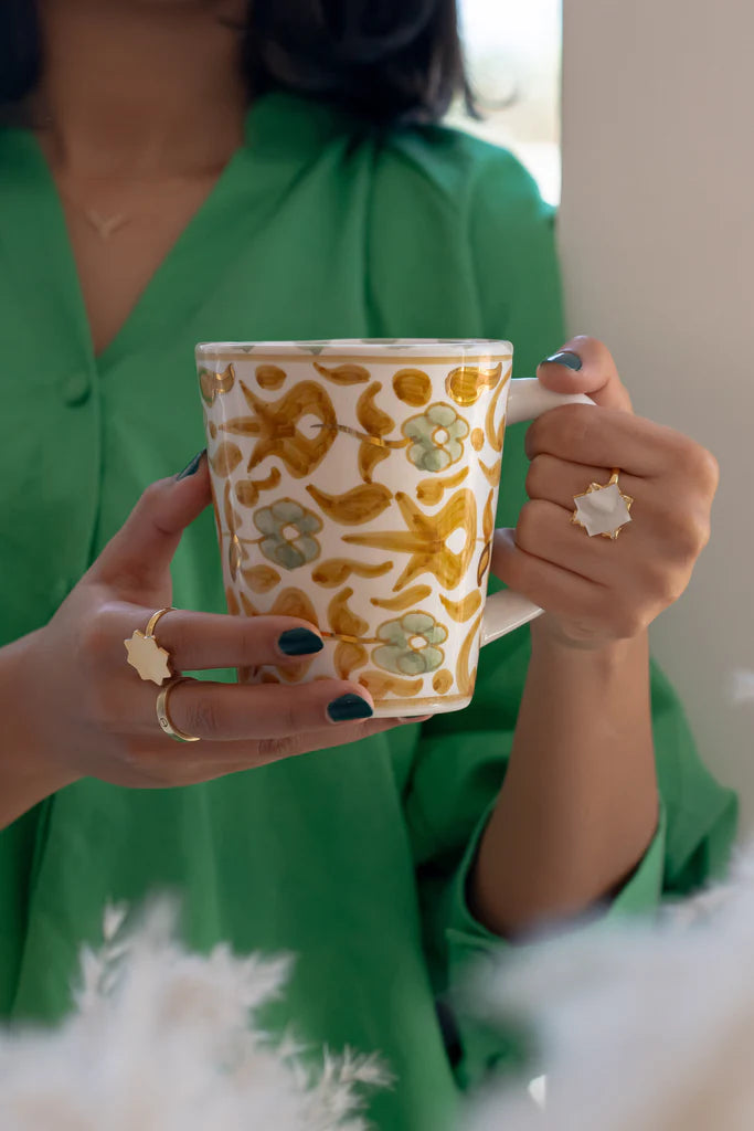 Hand Painted Moroccan Floral Mug