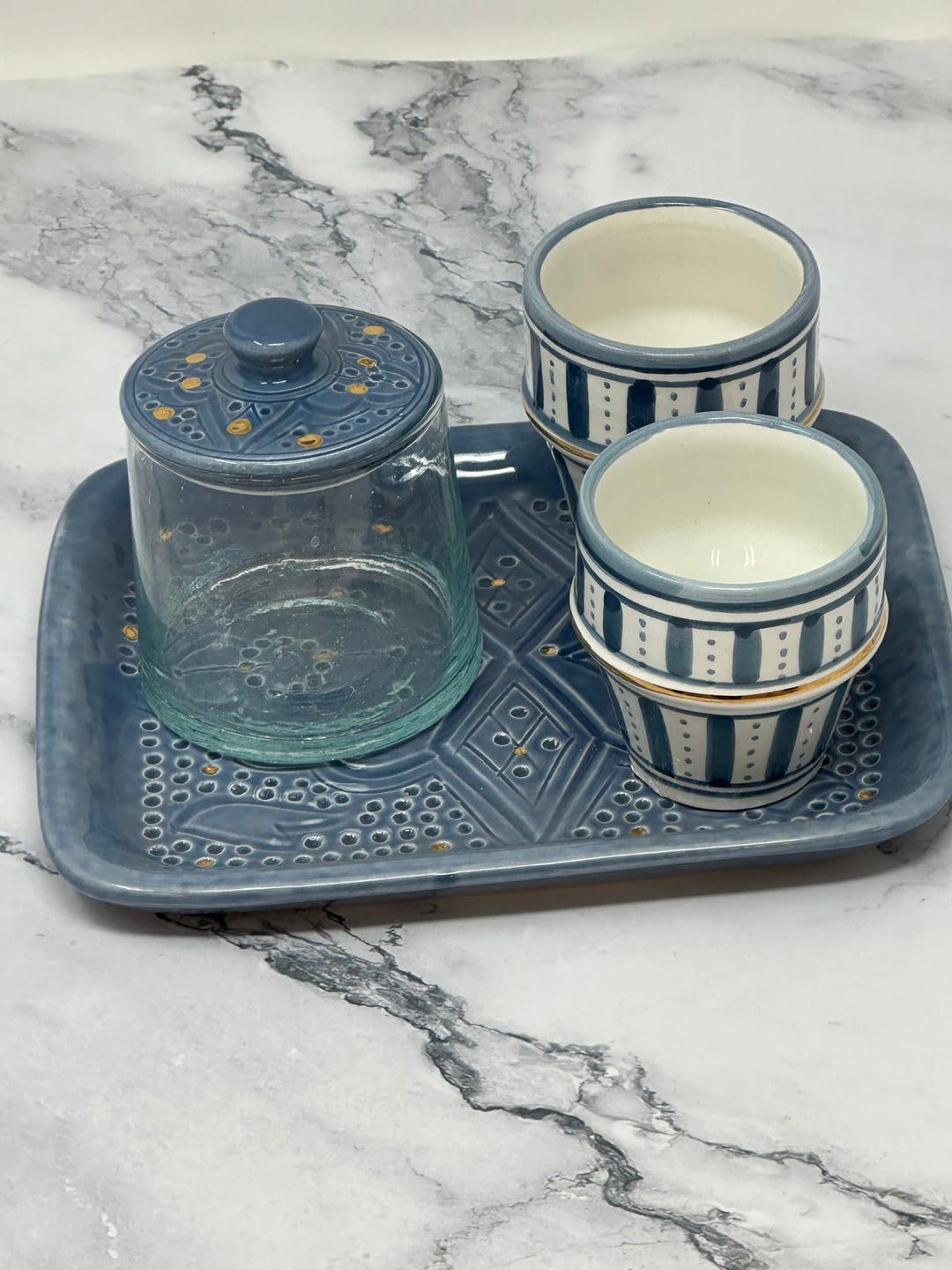 Handmade Ceramic Coffee Set – Tray, Two Cups & Canister