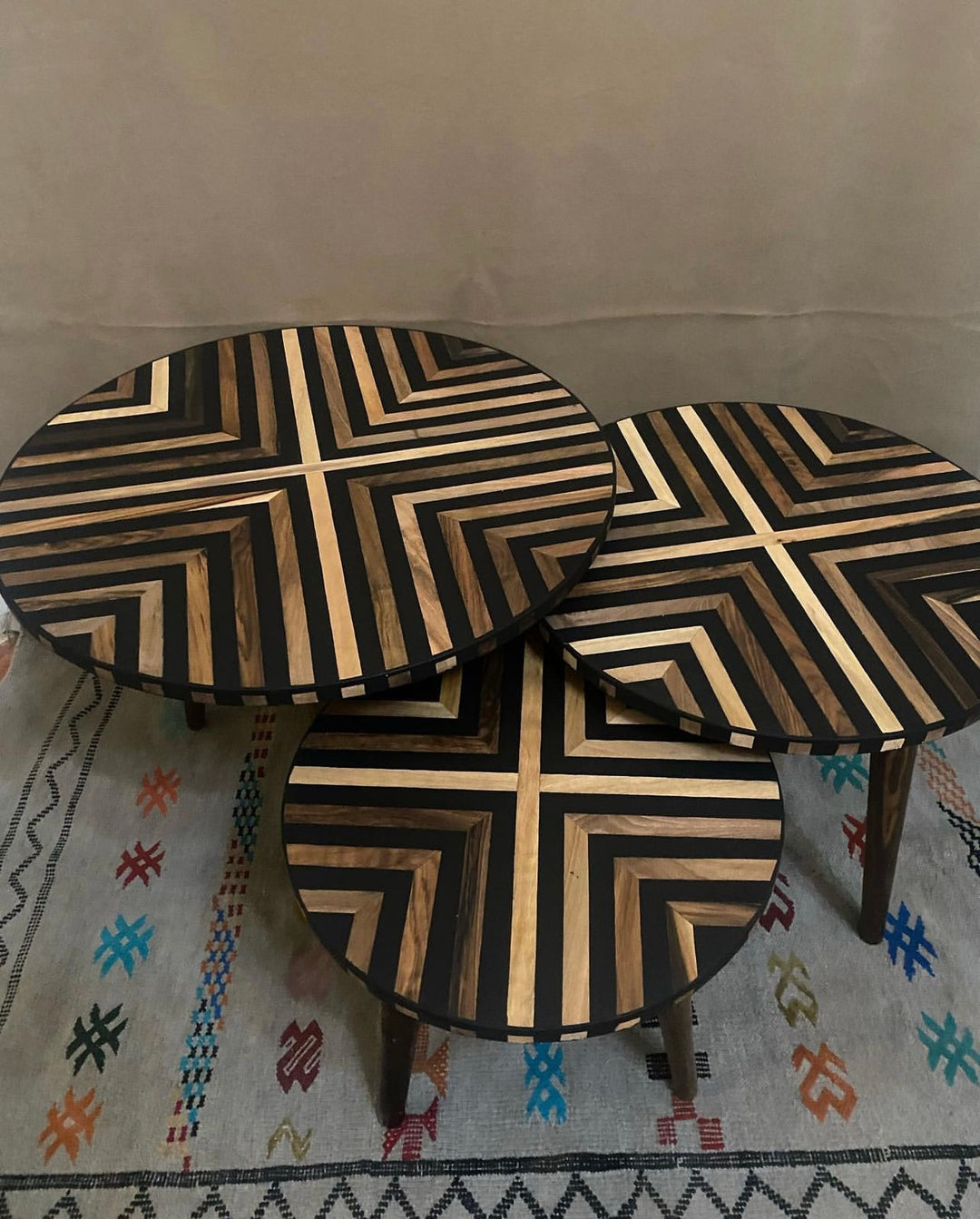 Black & Wood - Harmony Nesting Coffee Tables (3 Piece Set)