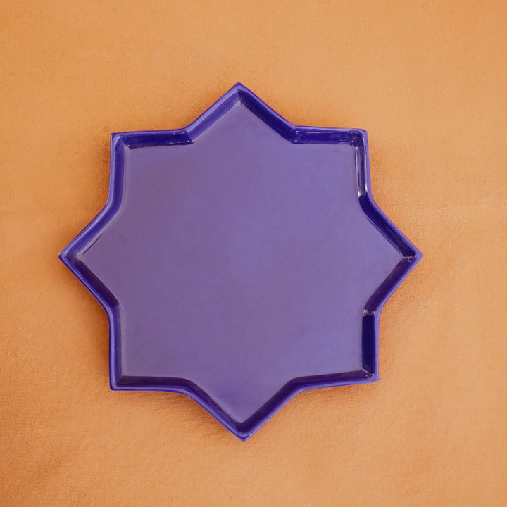 Large Ceramic Platter in Majorelle Blue, Decorative Dining Plate