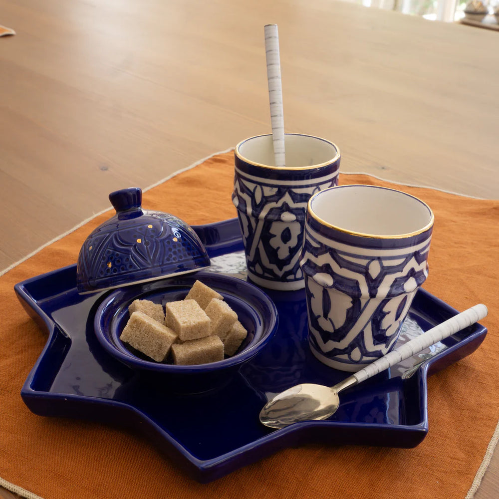 Modern Majorelle Blue Plate, Unique Star-Shaped Serveware