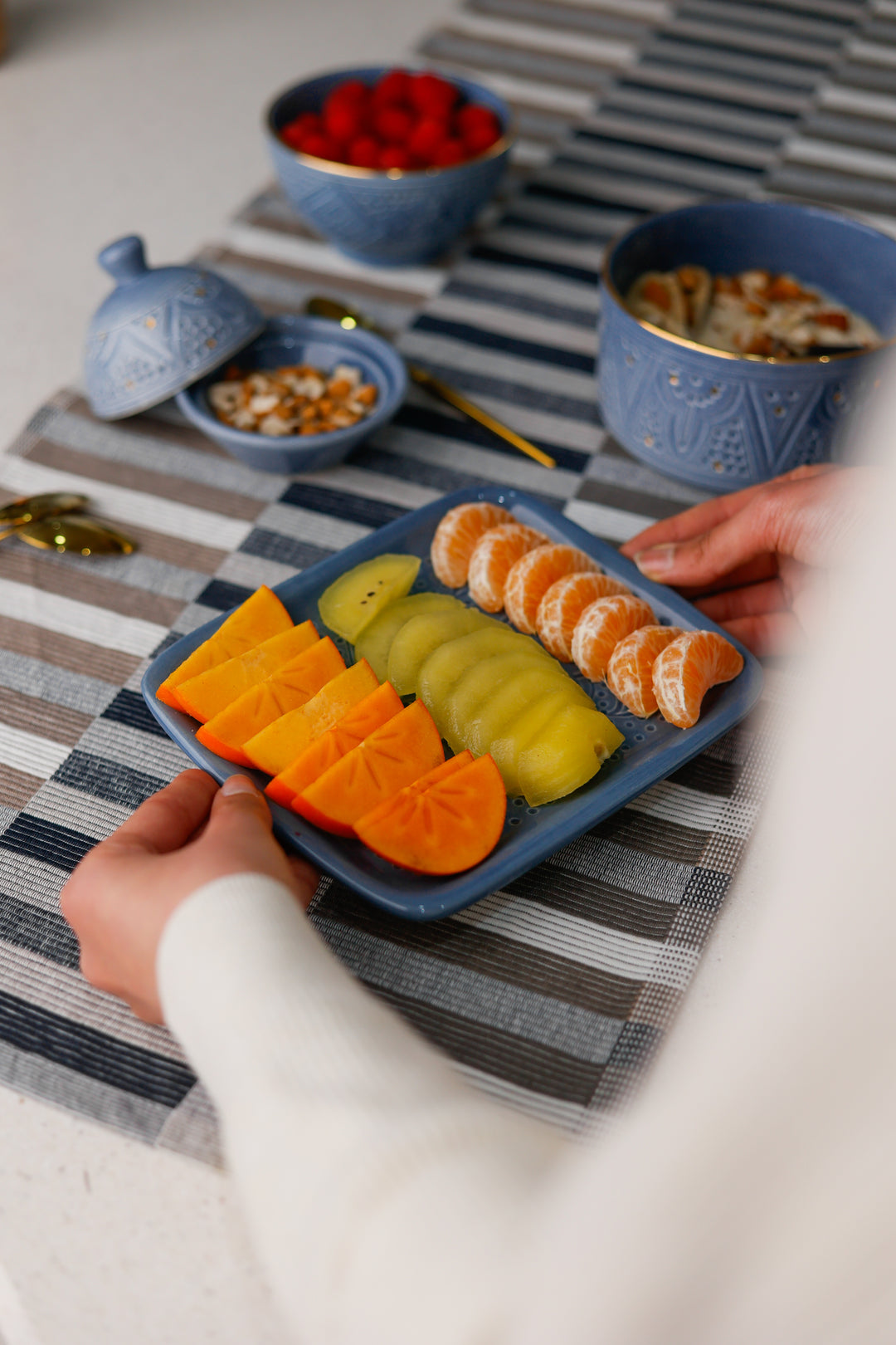 Blue Moroccan Ceramic Tray – Decorative Serving Dish